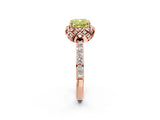 Rose gold Fancy Yellow Cushion Cut Diamond Scalloped Halo Engagement Ring with Round Shared Prong Band_14