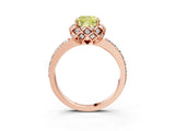 Rose gold Fancy Yellow Cushion Cut Diamond Scalloped Halo Engagement Ring with Round Shared Prong Band_15