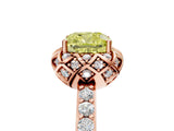 Rose gold Fancy Yellow Cushion Cut Diamond Scalloped Halo Engagement Ring with Round Shared Prong Band_17