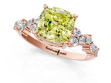 Rose gold Fancy Yellow Cushion Cut Diamond Scattered Round Accent Ring with Prong Setting_13