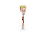 Rose gold Fancy Yellow Cushion Cut Diamond Scattered Round Accent Ring with Prong Setting_14