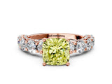 Rose gold Fancy Yellow Cushion Cut Diamond Side Stone Engagement Ring with Four-Prong Setting_24