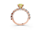 Rose gold Fancy Yellow Cushion Cut Diamond Side Stone Engagement Ring with Four-Prong Setting_27