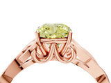 Rose gold Fancy Yellow Cushion Cut Diamond Solitaire Celtic Knot Ring with Four-Prong Setting_61