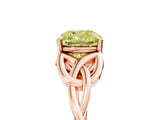 Rose gold Fancy Yellow Cushion Cut Diamond Solitaire Celtic Knot Ring with Four-Prong Setting_62