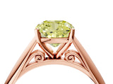 Rose gold Fancy Yellow Cushion Cut Diamond Solitaire Engagement Ring with Cathedral Setting and Four-Prong Mount_124