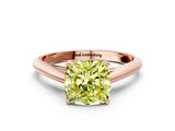Rose gold Fancy Yellow Cushion Cut Diamond Solitaire Engagement Ring with Cathedral Setting and Four-Prong Mount_135