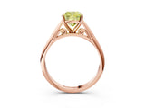 Rose gold Fancy Yellow Cushion Cut Diamond Solitaire Engagement Ring with Cathedral Setting and Four-Prong Mount_15