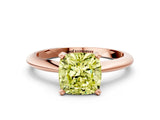 Rose gold Fancy Yellow Cushion Cut Diamond Solitaire Engagement Ring with Classic Band and Four-Prong Setting_24
