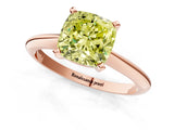 Rose gold Fancy Yellow Cushion Cut Diamond Solitaire Engagement Ring with Classic Band and Four-Prong Setting_25