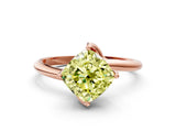 Rose gold Fancy Yellow Cushion Cut Diamond Solitaire Engagement Ring with Four-Prong Setting and Classic Band_20