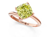 Rose gold Fancy Yellow Cushion Cut Diamond Solitaire Engagement Ring with Four-Prong Setting and Classic Band_21
