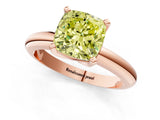 Rose gold Fancy Yellow Cushion Cut Diamond Solitaire Engagement Ring with Round Band and Four-Prong Setting_138