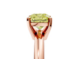 Rose gold Fancy Yellow Cushion Cut Diamond Solitaire Engagement Ring with Round Band and Four-Prong Setting_142