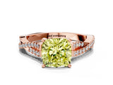 Rose gold Fancy Yellow Cushion Cut Diamond Solitaire Engagement Ring with Twisted Pavé Band and Four-Prong Setting_42
