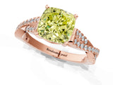 Rose gold Fancy Yellow Cushion Cut Diamond Solitaire Engagement Ring with Twisted Pavé Band and Four-Prong Setting_43