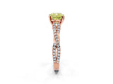 Rose gold Fancy Yellow Cushion Cut Diamond Solitaire Engagement Ring with Twisted Pavé Band and Four-Prong Setting_44