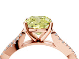Rose gold Fancy Yellow Cushion Cut Diamond Solitaire Engagement Ring with Twisted Pavé Band and Four-Prong Setting_46