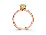 Rose gold Fancy Yellow Cushion Cut Diamond Solitaire Pavé Engagement Ring with Round Band and Prong Setting_16
