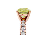 Rose gold Fancy Yellow Cushion Cut Diamond Solitaire Pavé Engagement Ring with Round Band and Prong Setting_18