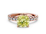 Rose gold Fancy Yellow Cushion Cut Diamond Solitaire Pavé Engagement Ring with Round Band and Prong Setting_67