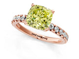 Rose gold Fancy Yellow Cushion Cut Diamond Solitaire Pavé Engagement Ring with Round Band and Prong Setting_68