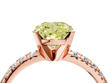 Rose gold Fancy Yellow Cushion Cut Diamond Solitaire Pavé Engagement Ring with Round Band and Prong Setting_71