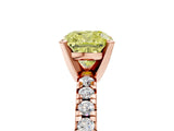 Rose gold Fancy Yellow Cushion Cut Diamond Solitaire Pavé Engagement Ring with Round Band and Prong Setting_72