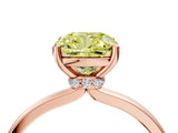 Rose gold Fancy Yellow Cushion Cut Diamond Solitaire Ring with Classic Band and Four-Prong Setting_4