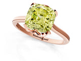 Rose gold Fancy Yellow Cushion Cut Diamond Solitaire Ring with Flower Prong Setting and Classic Band_37