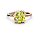 Rose gold Fancy Yellow Cushion Cut Diamond Solitaire Ring with Flower Prong Setting and Classic Band_69