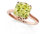 Rose gold Fancy Yellow Cushion Cut Diamond Solitaire Ring with Flower Prong Setting and Classic Band_70