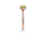 Rose gold Fancy Yellow Cushion Cut Diamond Solitaire Ring with Four-Prong Setting and Pavé Band_5