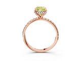 Rose gold Fancy Yellow Cushion Cut Diamond Solitaire Ring with Four-Prong Setting and Pavé Band_6