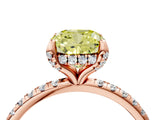 Rose gold Fancy Yellow Cushion Cut Diamond Solitaire Ring with Four-Prong Setting and Pavé Band_7