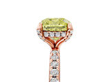 Rose gold Fancy Yellow Cushion Cut Diamond Solitaire Ring with Four-Prong Setting and Pavé Band_8