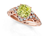 Rose gold Fancy Yellow Cushion Cut Diamond Solitaire Ring with Hidden Halo and Pavé Band_28