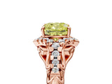 Rose gold Fancy Yellow Cushion Cut Diamond Solitaire Ring with Hidden Halo and Pavé Band_32