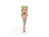 Rose gold Fancy Yellow Cushion Cut Diamond Solitaire Ring with Milgrain Pavé Band and Four-Prong Setting_169