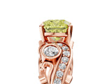 Rose gold Fancy Yellow Cushion Cut Diamond Solitaire Ring with Milgrain Pavé Band and Four-Prong Setting_172