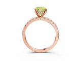 Rose gold Fancy Yellow Cushion Cut Diamond Solitaire Ring with Pavé Band and Four-Prong Setting_78