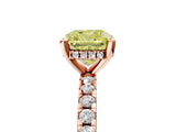 Rose gold Fancy Yellow Cushion Cut Diamond Solitaire Ring with Pavé Band and Four-Prong Setting_80