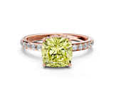 Rose gold Fancy Yellow Cushion Cut Diamond Solitaire Ring with Pavé Band and Hidden Halo_19