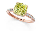 Rose gold Fancy Yellow Cushion Cut Diamond Solitaire Ring with Pavé Band and Hidden Halo_20