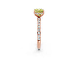 Rose gold Fancy Yellow Cushion Cut Diamond Solitaire Ring with Pavé Band and Hidden Halo_21