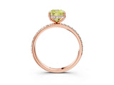 Rose gold Fancy Yellow Cushion Cut Diamond Solitaire Ring with Pavé Band and Hidden Halo_22