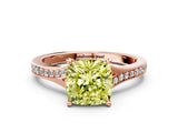 Rose gold Fancy Yellow Cushion Cut Diamond Solitaire Ring with Pavé Band and Prong Setting_12