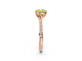 Rose gold Fancy Yellow Cushion Cut Diamond Solitaire Ring with Pavé Band and Prong Setting_14