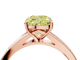Rose gold Fancy Yellow Cushion Cut Diamond Solitaire Ring with Pavé Band and Prong Setting_16