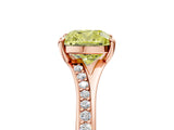 Rose gold Fancy Yellow Cushion Cut Diamond Solitaire Ring with Pavé Band and Prong Setting_17
